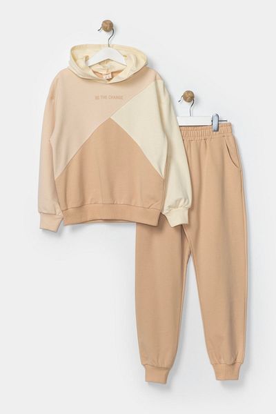 HAUSEkids 7-10 Years Old Girl's Tracksuit Set - Design Change, Latte