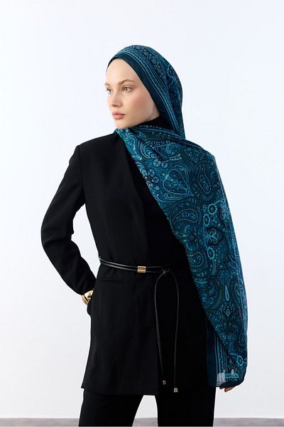 MİRSOY SCARF Σάλι με έθνικ σχέδιο - Μοτίβο τιρκουάζ Mihra