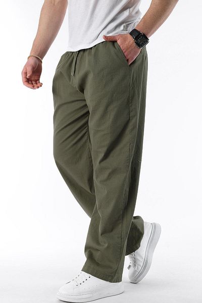 Madmext Ανδρικό παντελόνι Khaki Wide Leg Tie Waist E7403