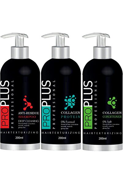 Pro Plus Professional مجموعة بروتين برازيلي كولاجين لتنعيم الشعر مكونة من 3 قطع بحجم 200 مل