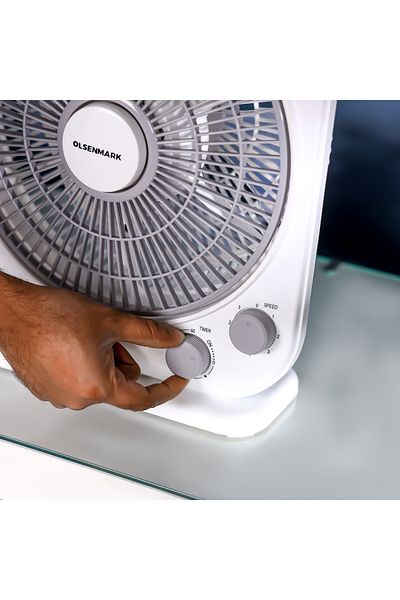 Olsenmark 10" Box Fan- OMF1867/ High Performance with 3-Speed Controls