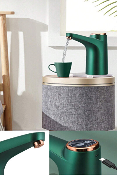 ESENLİWE Akıllı Metalik Yeşil (600ML) Damacana Su Pompası Otomatik Şarjlı Dam...