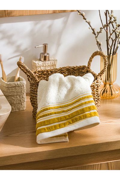 LC Waikiki LCW HOME Πετσέτα Προσώπου Κεντημένη Εκρού Γραμμή 50x80 εκ