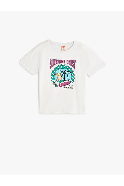 Koton Καλοκαιρινό βαμβακερό κοντομάνικο T-shirt με λαιμόκοψη