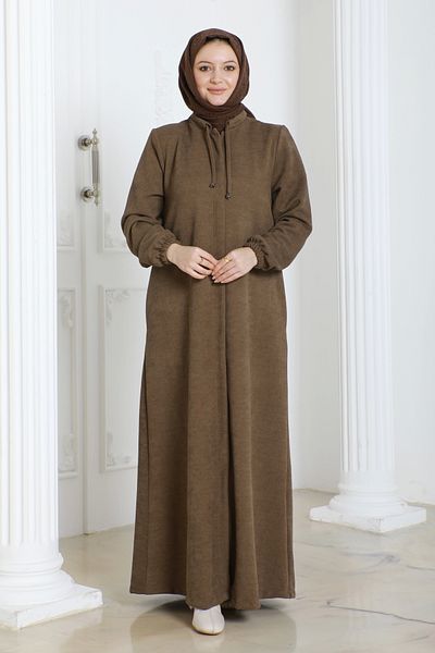 Nevayla Moda Шенилен плат Зимна комфортна абая - норка / F0506