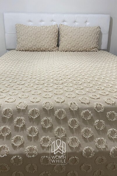 WorthWhile Cappuccino Pompom Chenille Bedspread Models Double 200 X 240 |   Add Value to Your Home