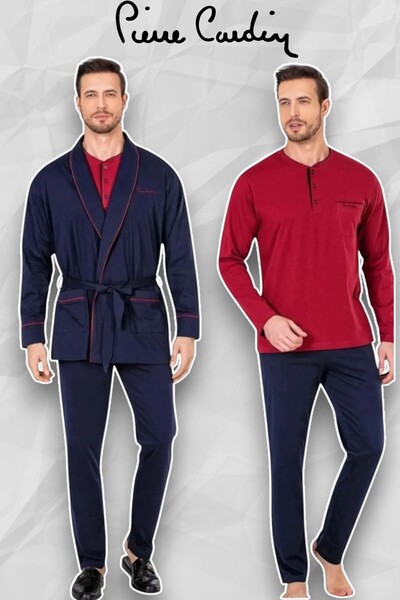 Pierre Cardin طقم بيجامة قطن 100% ممشط ومهر للعريس 6 قطع S-TA-R-4P-N-K-