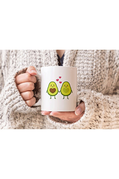 MODA أفضل كوب بورسلين هدية مطبوع بالأفوكادو