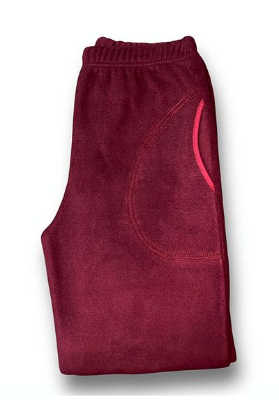 FORMO Pantaloni de pijama groși de iarnă din lână burgundă pentru femei