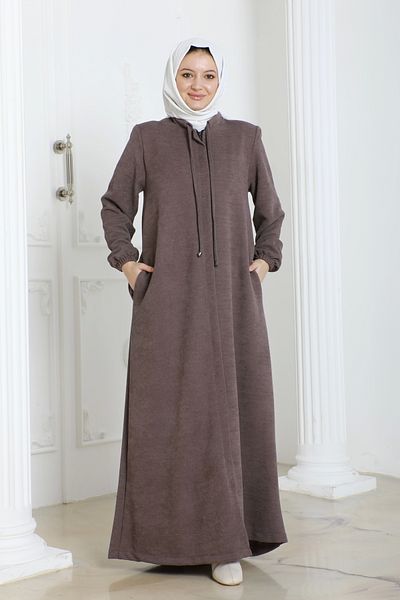 Nevayla Moda Шенилен плат Зимна комфортна абая - сьомга / F0506