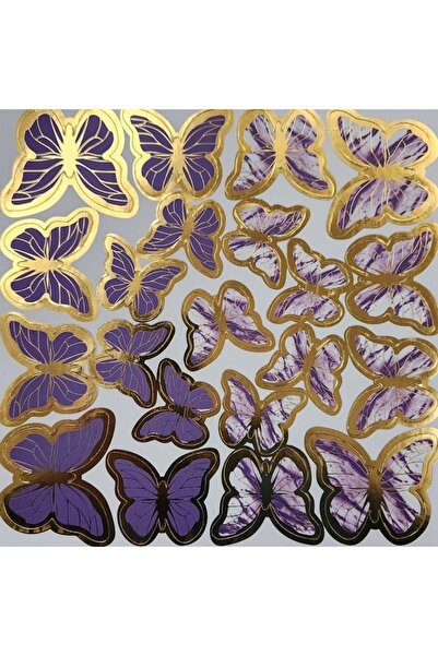 parti sürprizi Ornament pentru decorarea tortului fluture cu folie de aur vio...