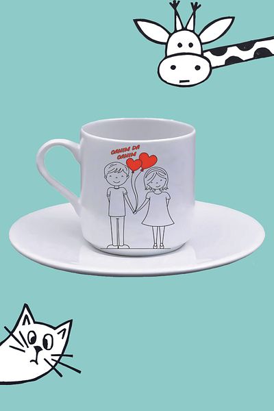 Olympus plus Balim Da Balim Da Canim Da Canim Printed 2-Piece Turkish Coffee Cup