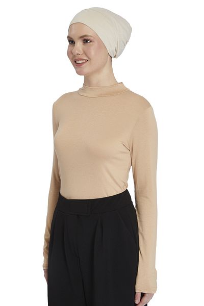 Altobeh Organic Dark Beige Women's Bodysuit - Long Sleeve and Turtleneck