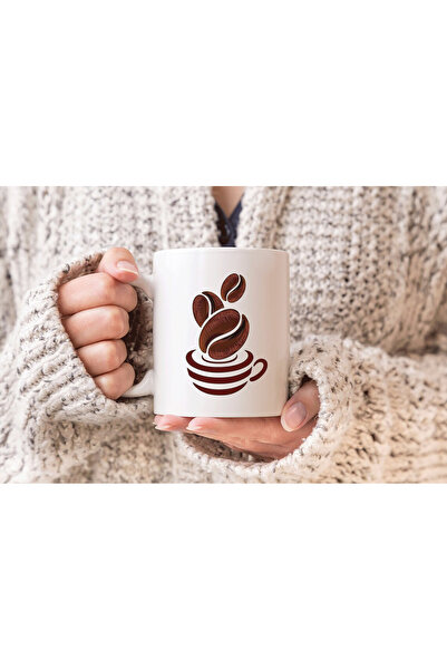 MODA كوب بورسلين هدية مطبوع عليه حبوب القهوة