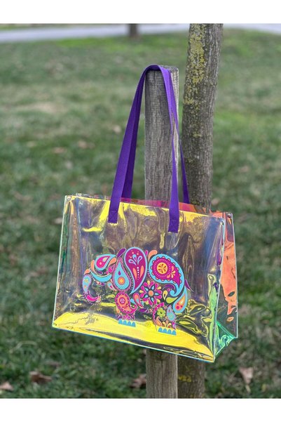 Beach Time Hologram Pvc Printed Beach Bag