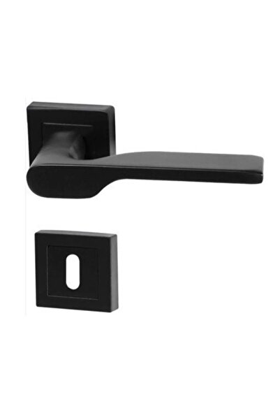 bersayapı Veroni Rozetli Oda Kapı Kolu ve Sesiz Gömme Kilit Mat siyah 1 Kapılık Takım Siyah Kapı Kilidi 40mm