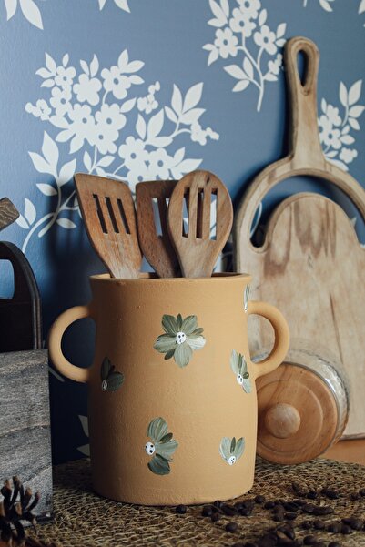 Mogolune Dekoratif Vazo El Yapımı Desenli Çömlek Vazo & Kaşıklık