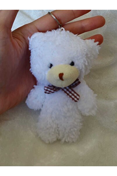 Mugs and love Sevimli beyaz peluş ayıcık anahtarlık çanta aksesuarı
