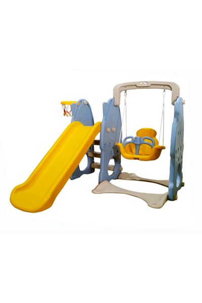 Babylove شريحة وتأرجح مع حفرة كرة السلة 190X160X120 سم أصفر 28-001-11Y