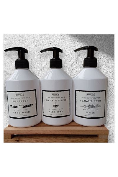 BÜYÜLÜ HOME 3 Pcs Bleach Dishwashing Liquid Soap Liquid Soap Plastic White Bottle Soap Dispenser