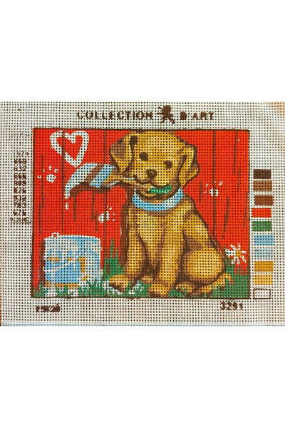 collection d'art 14X18Cm Puppy Patterned Tapestry Embroidery Set Including String