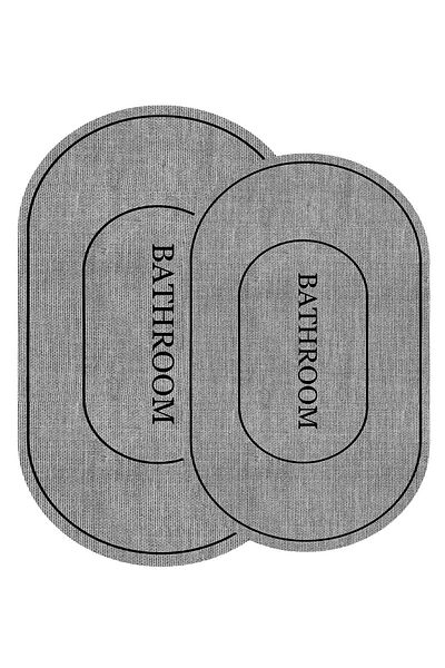Decomia Home Digital Non-Slip Washable Jute Look Double Bath Mat Bath Mat Set Bathroom Rug