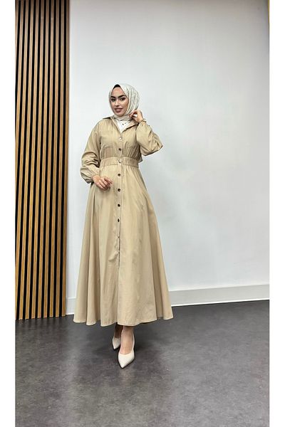 FREEMİH TEKSTİL Φόρεμα Hafsa με κουμπιά μανίκια με γιακά πουκάμισο