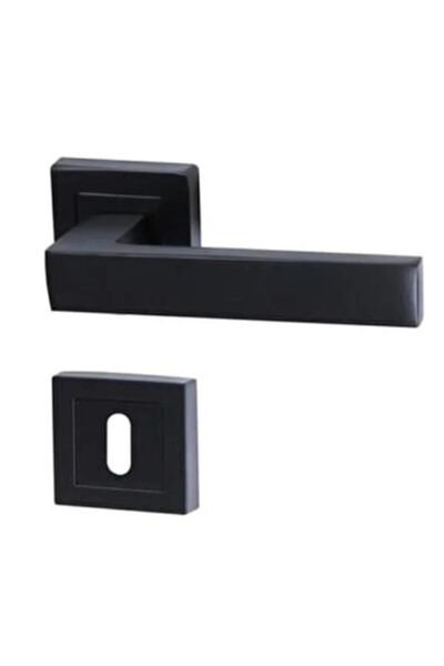 bersayapı Lama Rozetli Oda Kapı Kolu ve Sesiz Gömme Kilit Mat siyah 1 Kapılık Takım Siyah Kapı Kilidi 40mm
