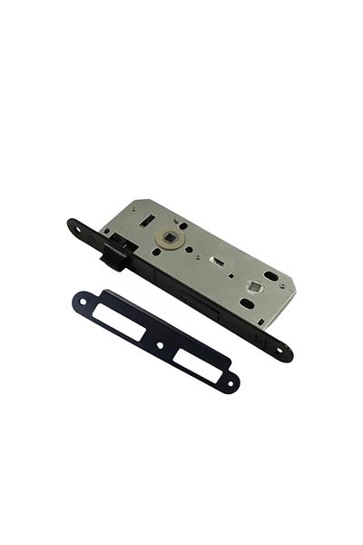 bersayapı Prism Square Rosette WC Door Handle and Noiseless Mortise Lock Matte black 1 Doorway Suit Black Door Lock 40mm