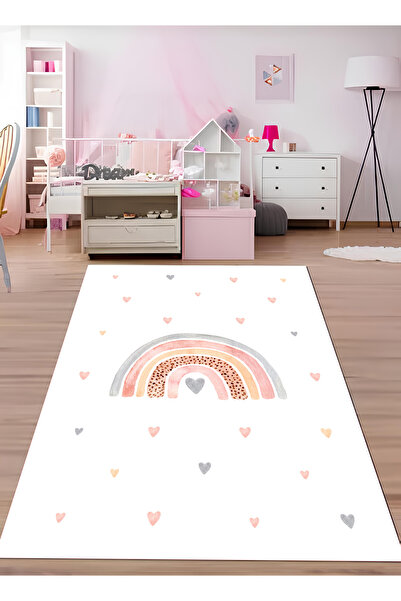 BLGHOME GÖKKUŞAĞI VE RENKLİ KALPLER ÇOCUK ODASI HALISI