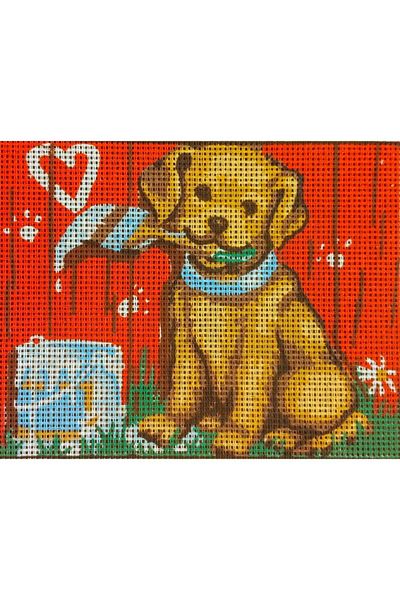 collection d'art 14X18Cm Puppy Patterned Tapestry Embroidery Set Including String