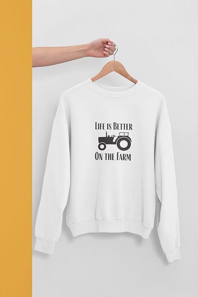 qoeuyl boutique Φούτερ Unisex Farmer Gift με στάμπα Crew Neck - 100% βαμβάκι