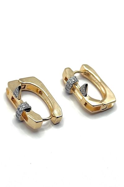 DEMOKAN Women's Earrings Imported Special Series Zircon Triangle Thorn Model Rectangular Non Tarnish Hoop Earrings