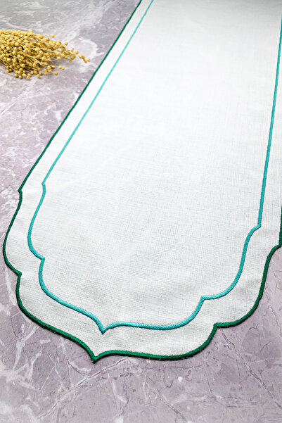 WEARE2 Yeşil ve Turkuaz Renkli Pip Studio Uyumlu Çift Sargı Nakışlı 40x140 Cm...