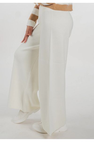 ZARİFSTORE Knitwear Set Gold Buttoned Stripe Detailed Cardigan and Palazzo Trousers
