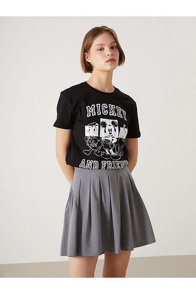 LC Waikiki Γυναικείο μπλουζάκι με στάμπα XSIDE Crew Neck Mickey and Friends