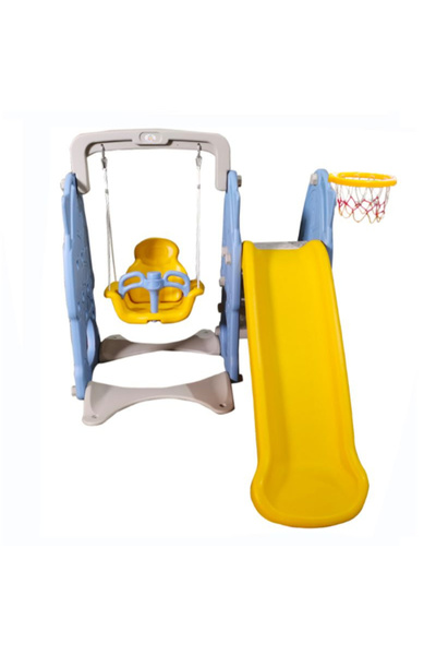 Babylove SLIDE AND SWING WITH BASKETBALL HOLE 190X160X120CM YELLOW 28-001-11Y
