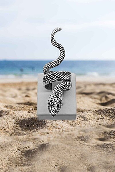 TREND COLLECTİON Yılan Figürlü Gümüş Kaplama Ayarlanabilir Yüzük