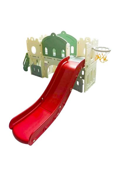 Babylove منزلق كبير مع منطقة لعب وجسر عبور وحلقة كرة 185X221X106 سم أخضر 28-001-11G
