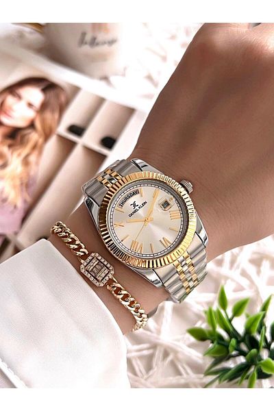 Daniel Klein Women's Watch and Bracelet Set with 30 Mt Water Resistant Calendar - Bfg.10038.G3