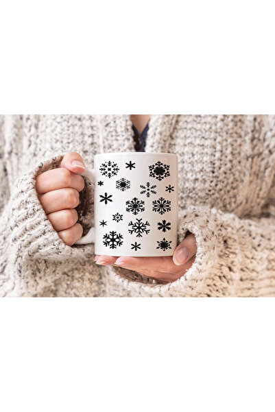 MODA كوب بورسلين هدية مطبوع عليه رقاقات الثلج