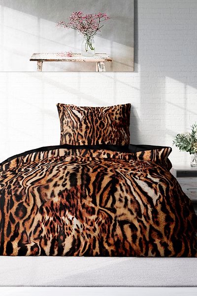 MonoHome Zebra Brown Single Duvet Cover Set - 100% Cotton Satin