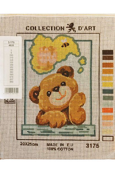 collection d'art 14X18Cm Teddy Bear Patterned Tapestry Embroidery Set Including Rope