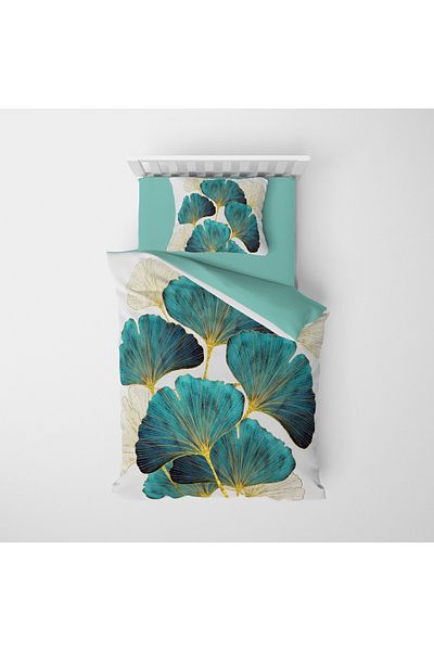 MonoHome 100% Cotton Satin Single Duvet Cover Set Luxury Leaves