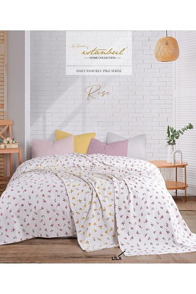 İyi Geceler İstanbul Good Night Istanbul 100% Cotton Printed Double Person Single Pike Rosa 200X240