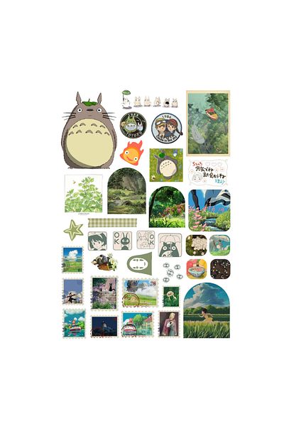 Ororabutik Σετ αυτοκόλλητων 35 τμχ Ghibli Studio Ponyo Totoro - Σετ αυτοκόλλητων Scrapbook Bullet Journal