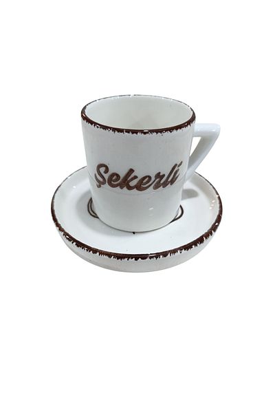 Ganita home 100ml Single Coffee Cup - Double Size with Sugar and Flower Pattern