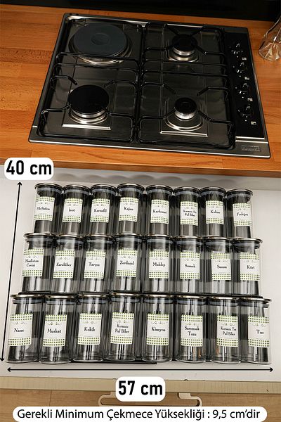 color house 300ml 24 Pcs Black Borosilicate Plexiglass Stand - with Steel Caps and Spices Holder