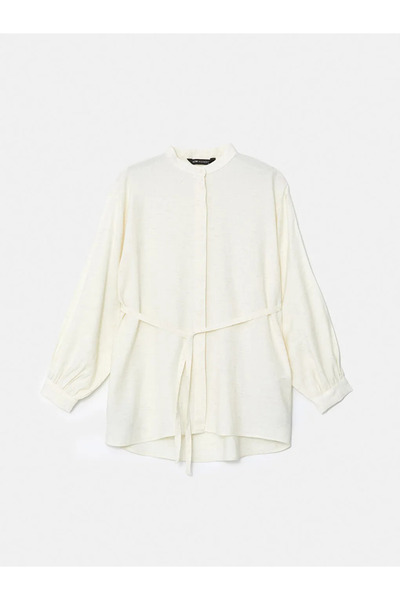LC Waikiki Lcw Modest Prevailing Collar Linen Blend Women's Shirt Tunic