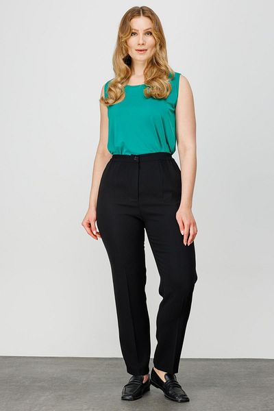 Ekol Plus Size Pipe Leg Black Women's Trousers